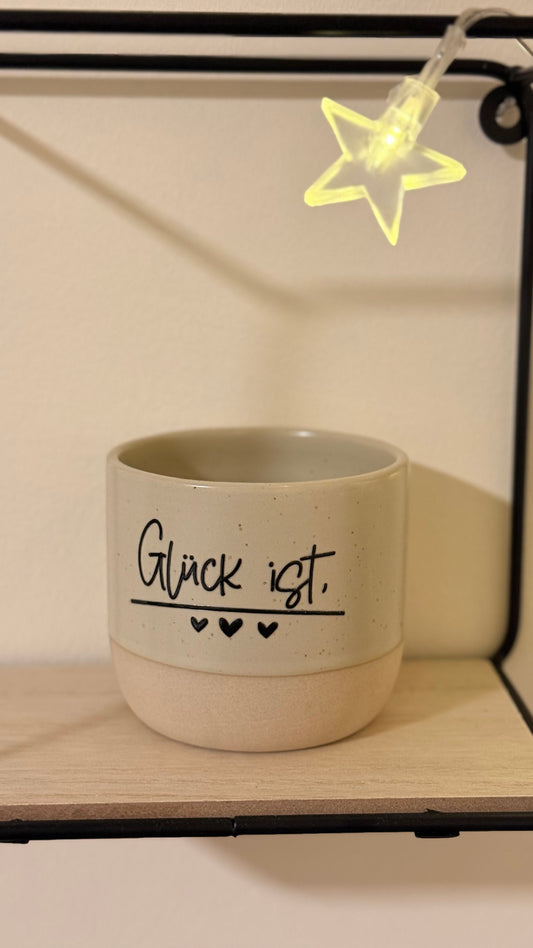 Keramik Steingut Tasse Glück