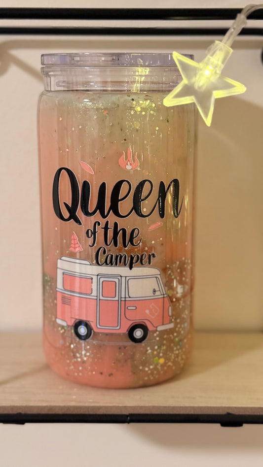 Glitzer Lava Becher Camper Queen