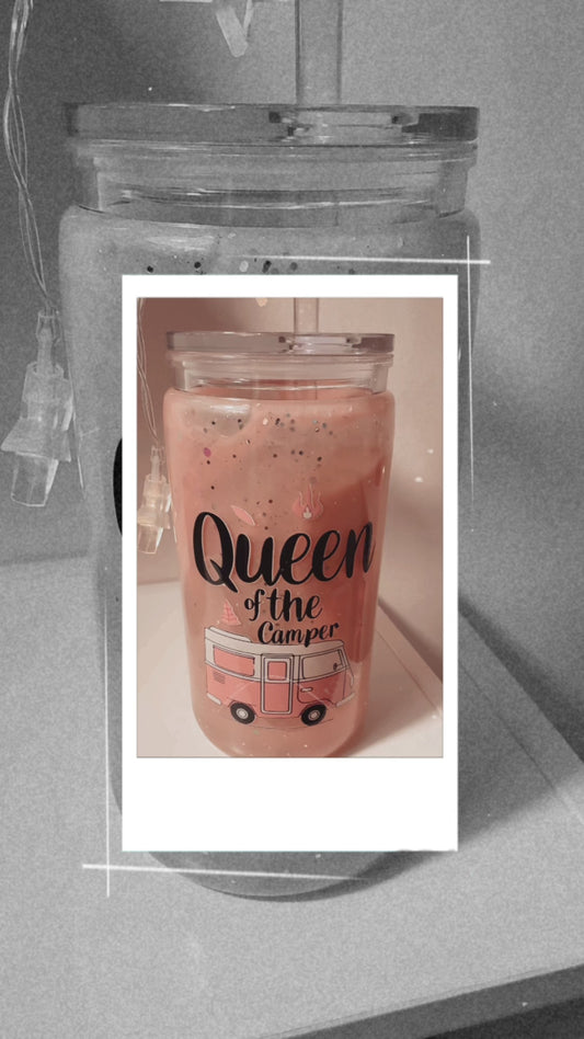 Glitzer Lava Becher Camper Queen